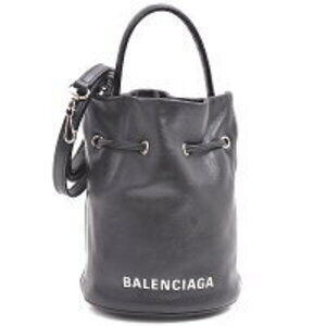 Balenciaga Drawstring Bucket Bag Handbag Shoulder Black Leather